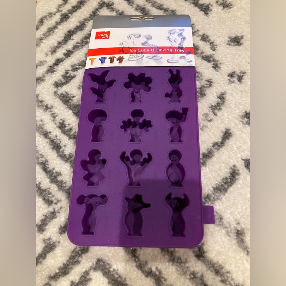 NWT Vacu vin party people silicone ice cube chocolate baking tray mold purple